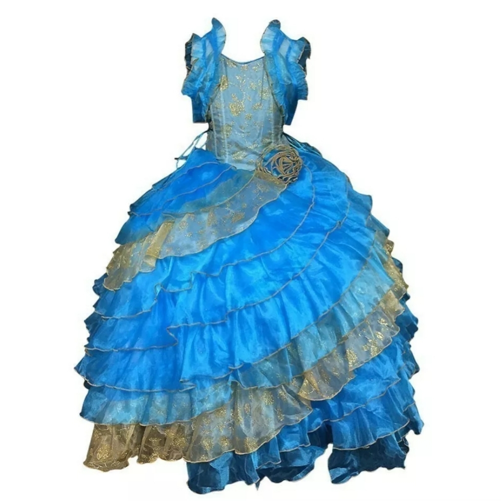 Turquoise Ruffled flower girl dress bolero jacket
